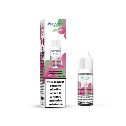 Hayati Pro Max Salts Strawberry watermelon e-liquid bottle with packaging on a white background