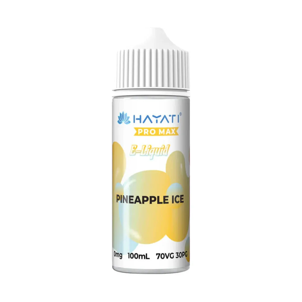 Hayati Pineapple Ice vape juice bottle on a white background