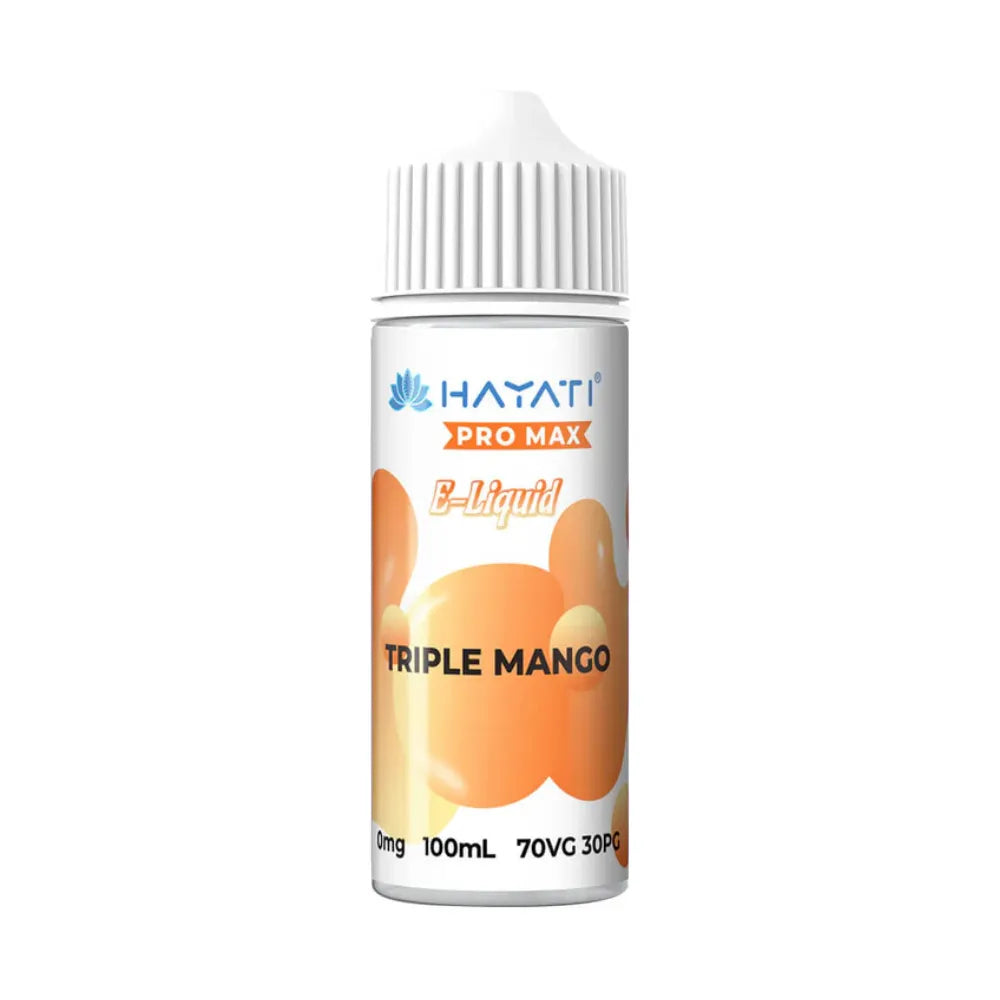Hayati Pro Max B-Liquid Triple Mango e-liquid bottle on a white background