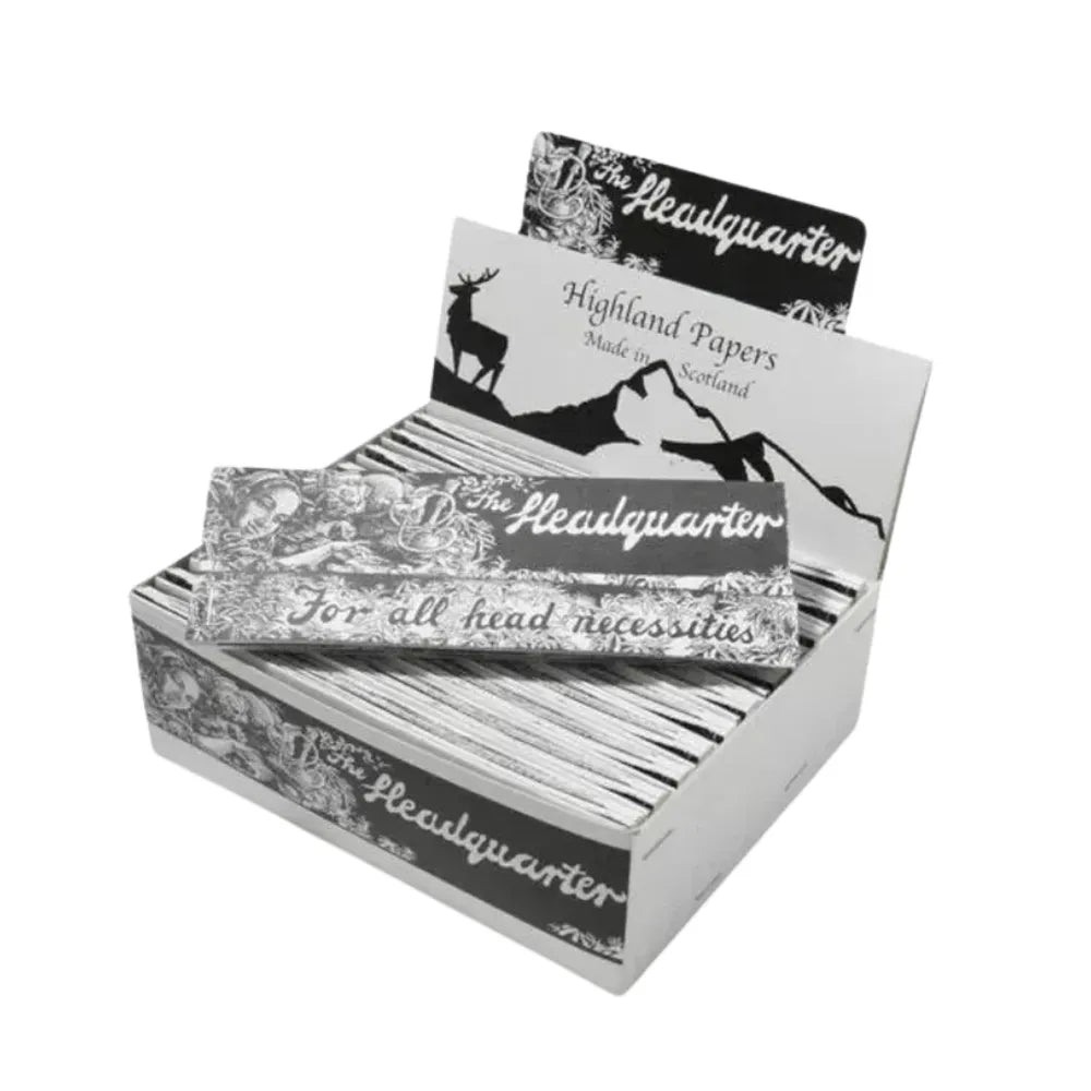 Box of 24 Highland Papers with branding and design on a white background