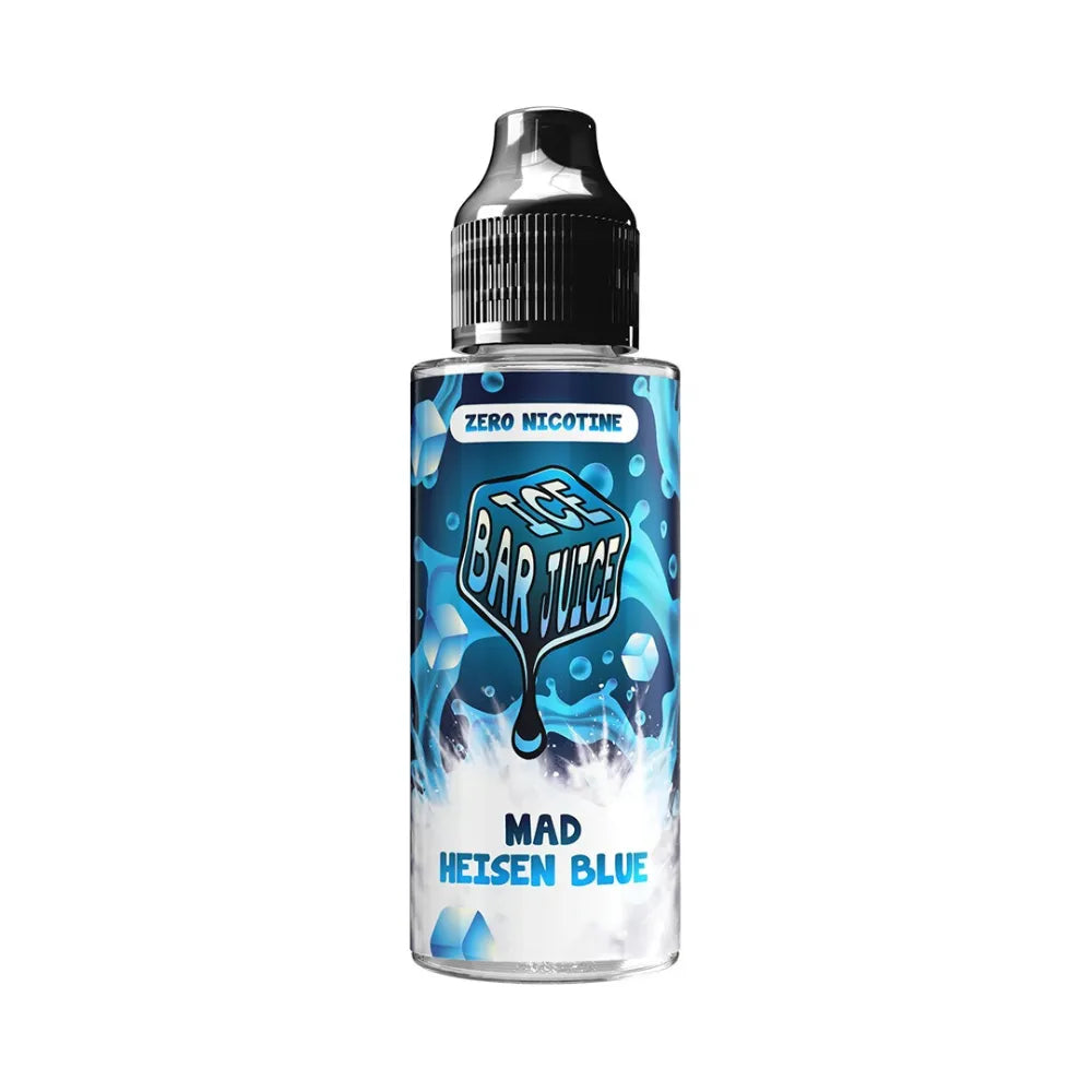 Bottle of Bar Juice Mad Heisen Blue e-liquid on a white background