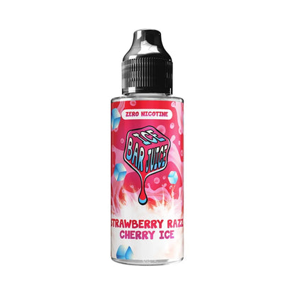 Bottle of Ice Bar Juice Strawberry Razz Cherry Ice flavor on a white background