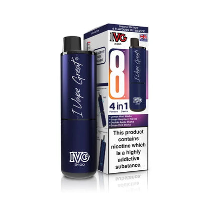 IVG 2400 4 in 1 vape device in "Shisha Edition" with colourful packaging on a white background.