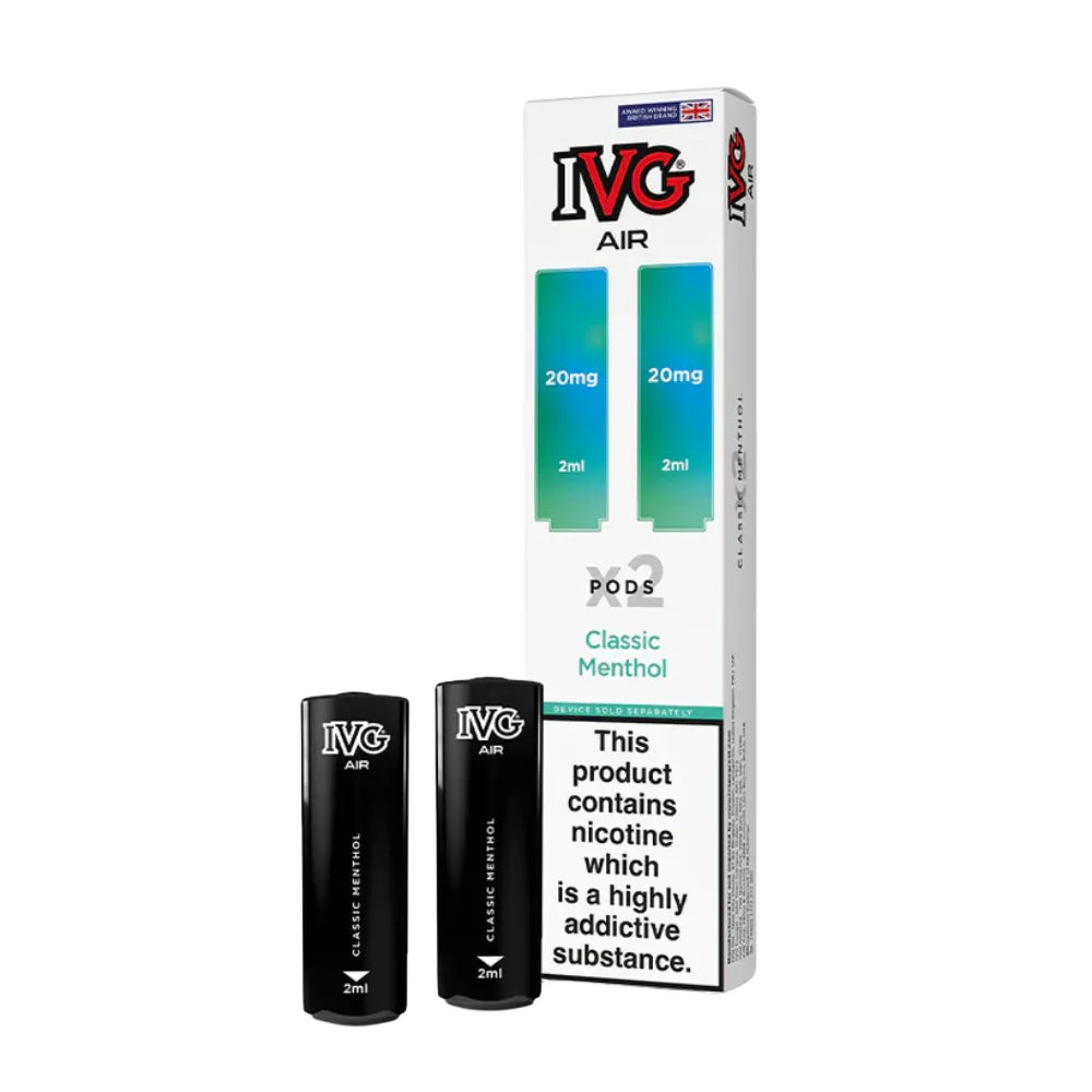 IVG Air vape classic menthol and packaging on a white background