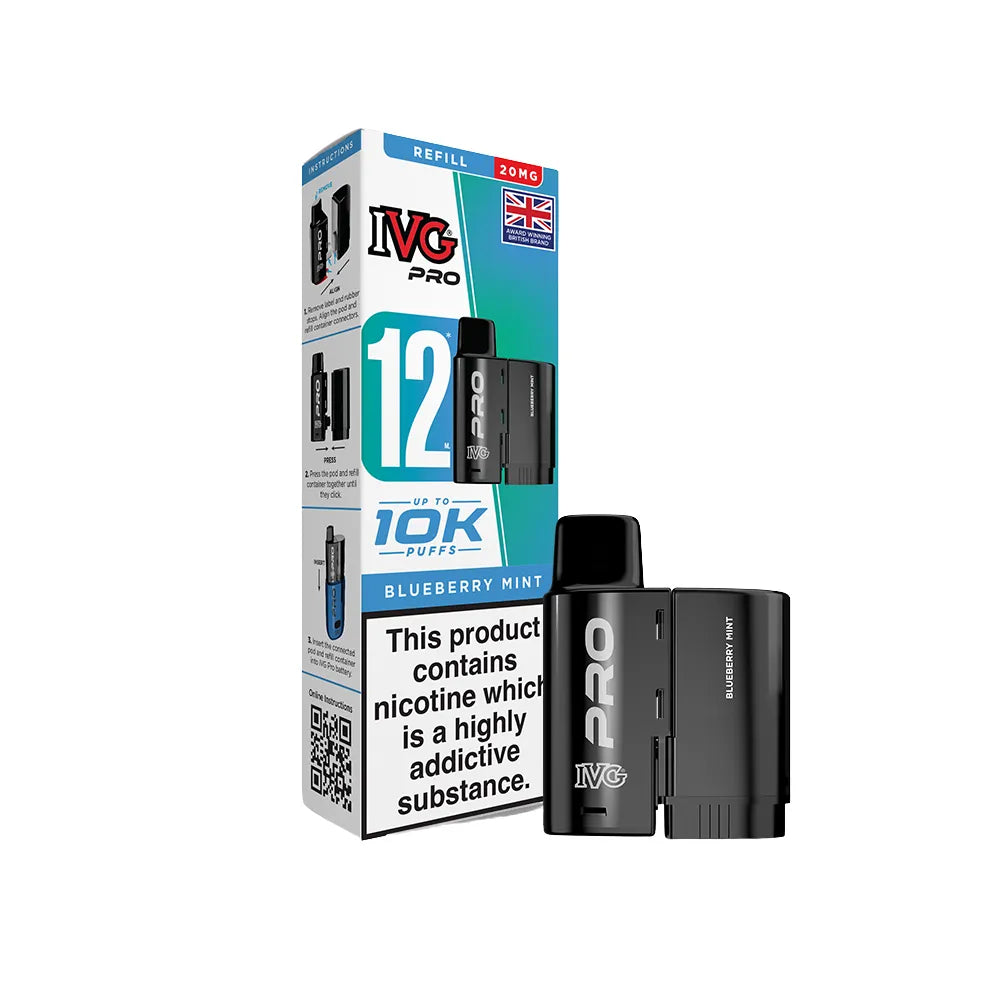 IVG Pro pod Blueberry Mint with packaging on a white background