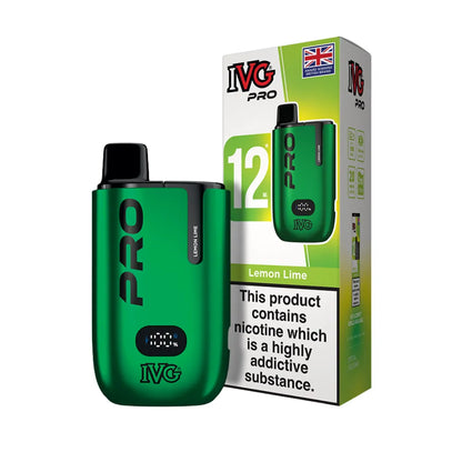 Green IVG Pro vape device and packaging on a white background