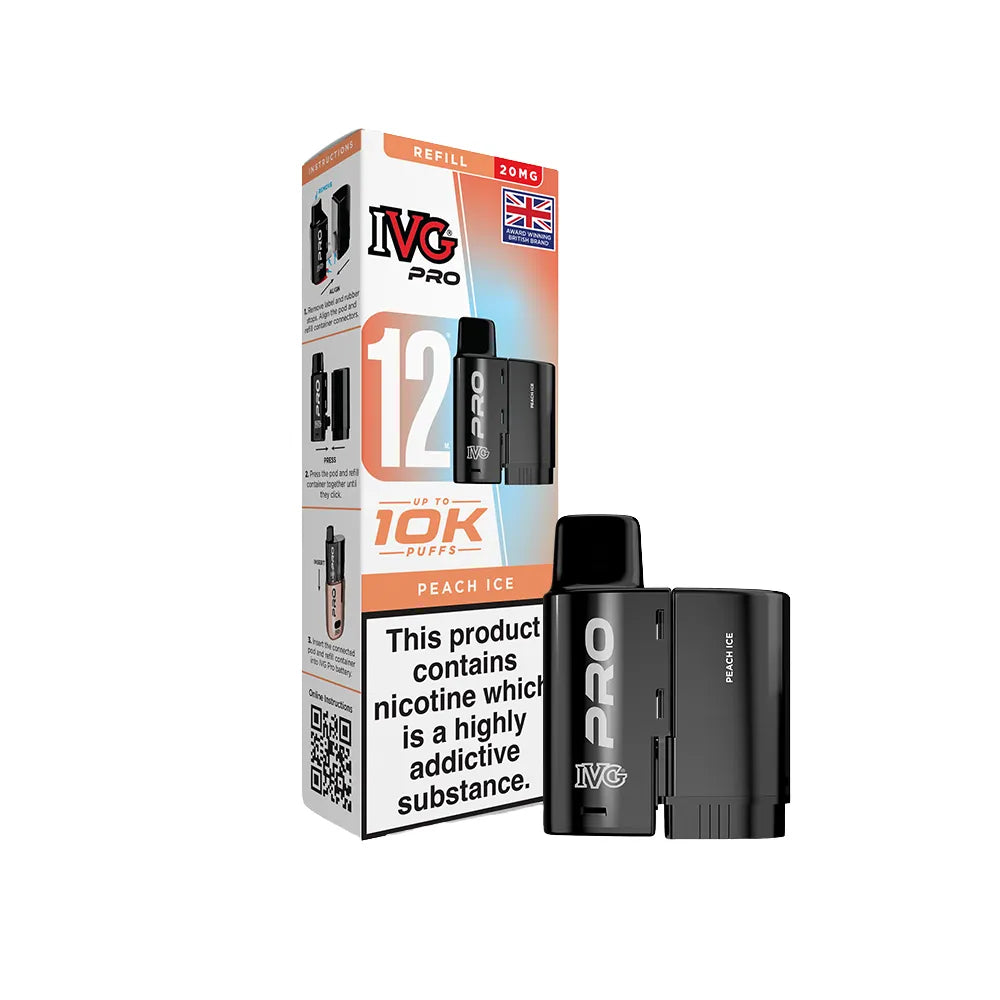 IVG Pro pod Peach Ice with packaging on a white background
