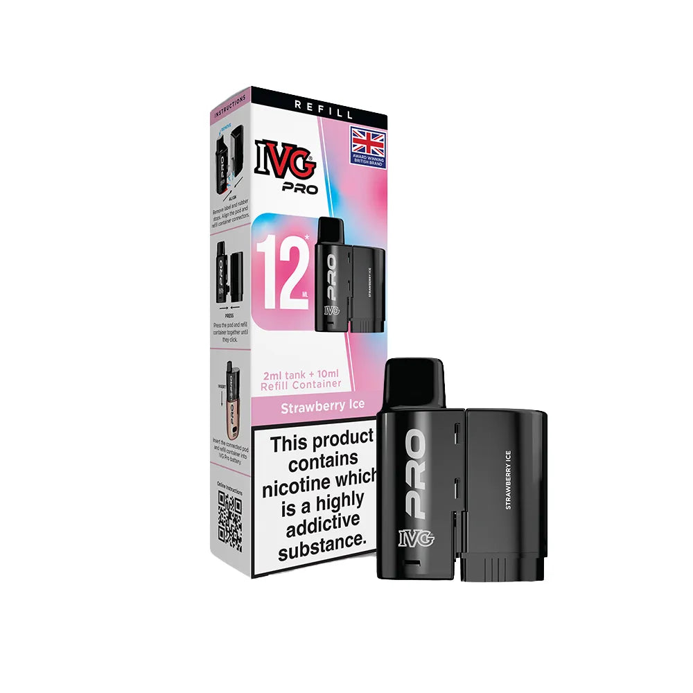 IVG Pro pod Strawberry Ice with packaging on a white background