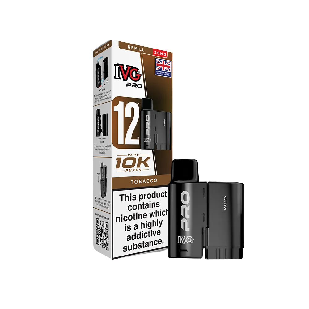 IVG Pro pod Tobacco with packaging on a white background