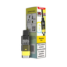 IVG SAVR refills banana ice and packaging on a white background