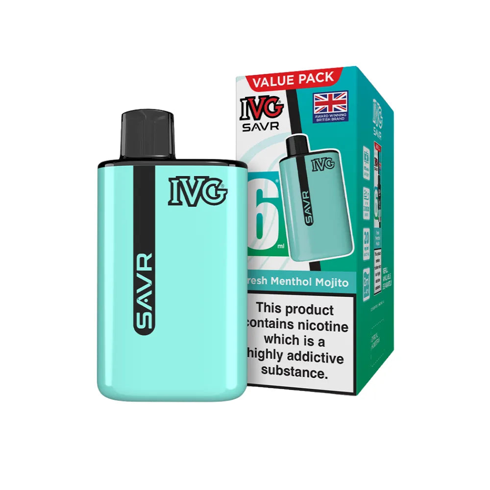 IVG SAVR vape device and packaging on a white background