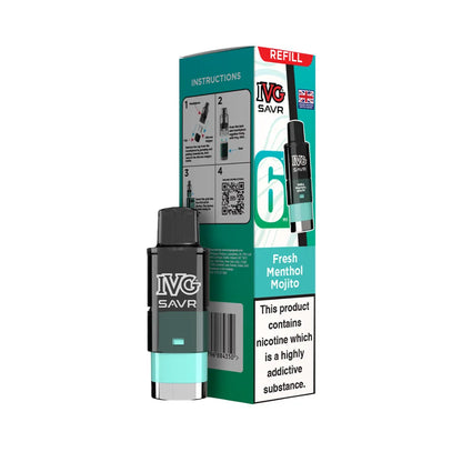 Fresh Menthol Mojito IVG SAVR refills and packaging on a white background