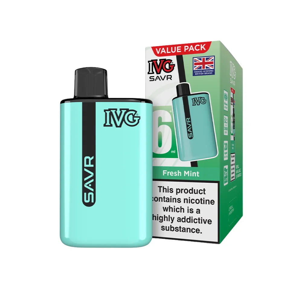 IVG SAVR vape device and packaging on a white background