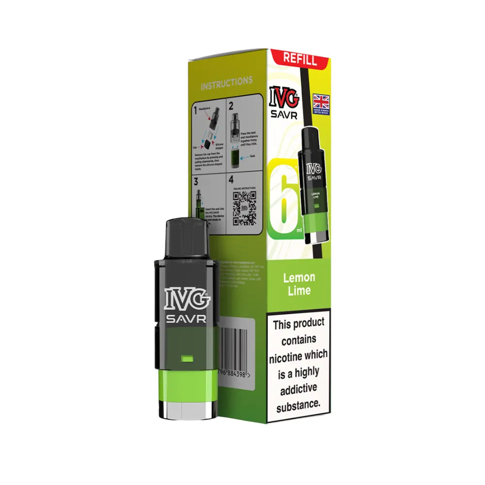 Lemon Lime IVG SAVR refills and packaging on a white background