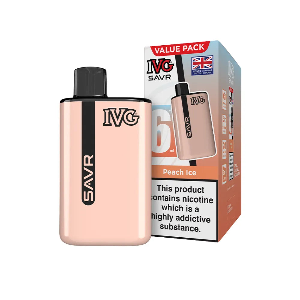 IVG SAVR vape device and packaging on a white background