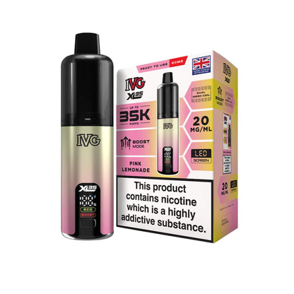 IVG vaping device and packaging on a white background