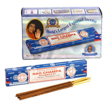 Box of Satya Sai Baba Nag Champa incense with sticks on a white background