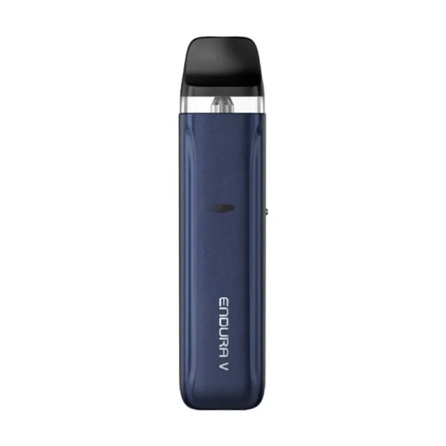 Blue vape device with 'Endura V' branding on a white background