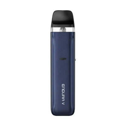 Blue vape device with 'Endura V' branding on a white background