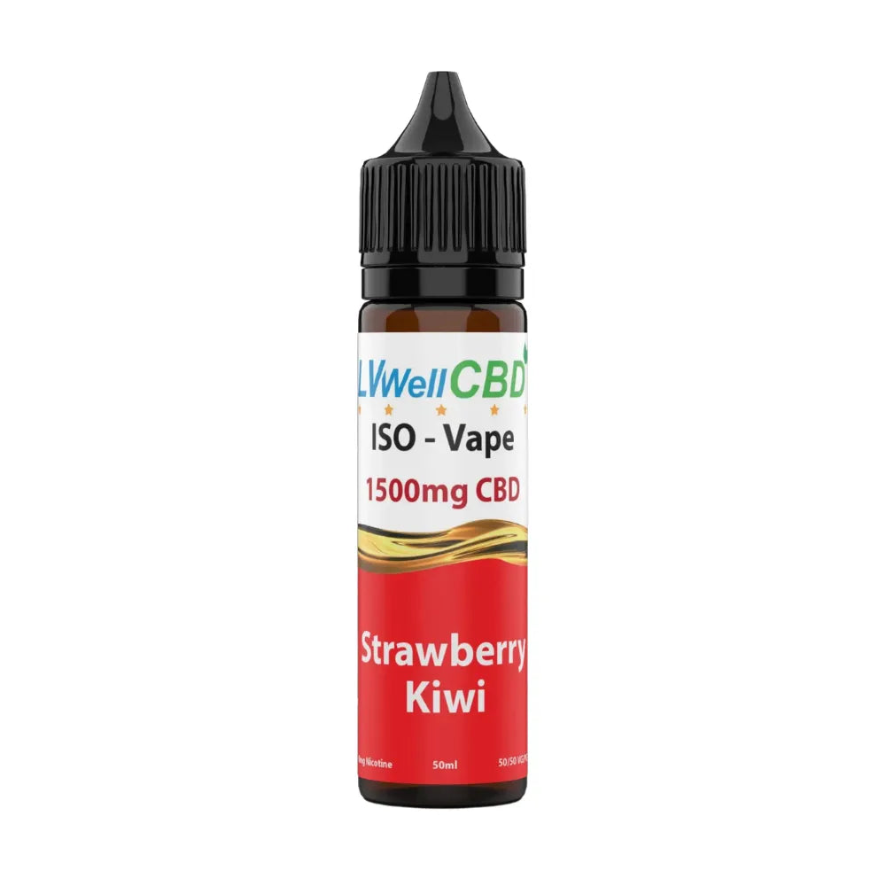 LWell CBD vape bottle 1500mg labelled 'Strawberry Kiwi' on a white background