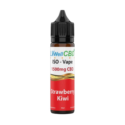 LWell CBD vape bottle 1500mg labelled 'Strawberry Kiwi' on a white background