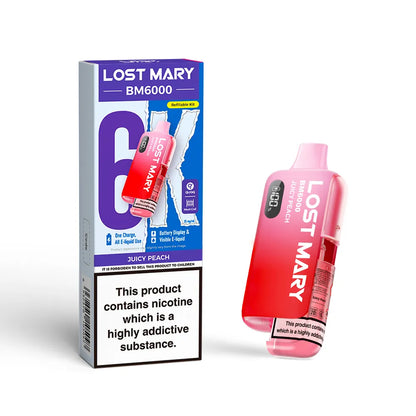Lost Mary BM6000 vape device and packaging on a white background