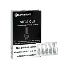 KangerTech MT32 Coil packaging with coils on a white background