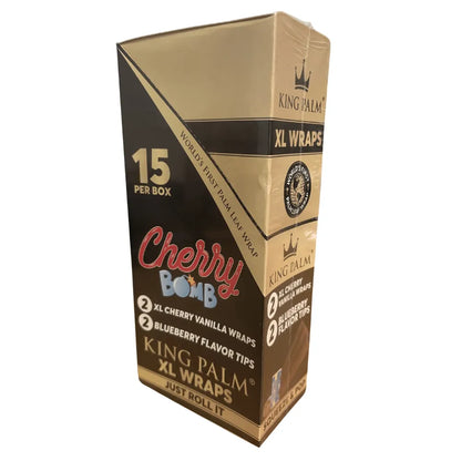 Box of King Palm XL Wraps with Cherry Bomb flavour on a white background