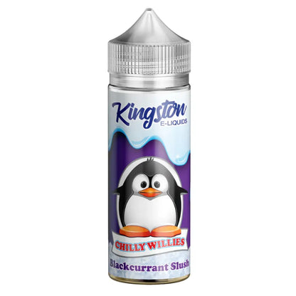 Kingston e-liquids bottle with penguin illustration on a white background