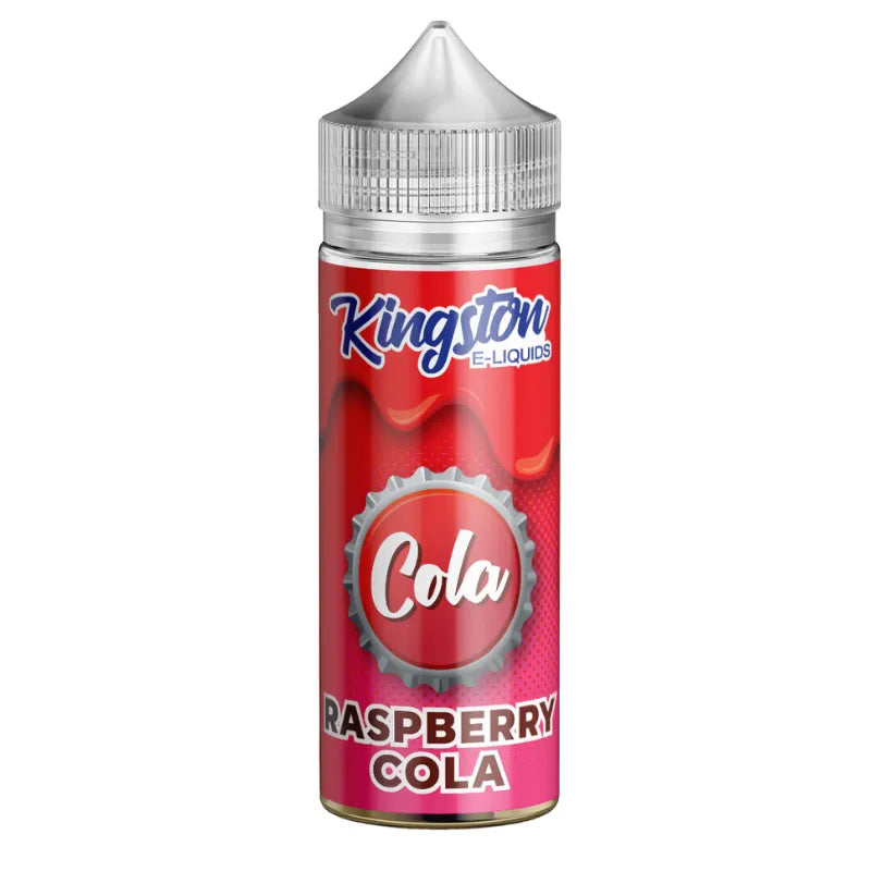 Kingston E-Liquids Raspberry Cola bottle on a white background