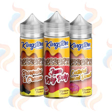 Three Kingston Desserts E-liquids on a white background with UK Vape Supply Logo