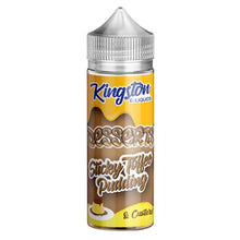 Kingston e-liquid bottle for Sticky Toffee Pudding flavor on a white background