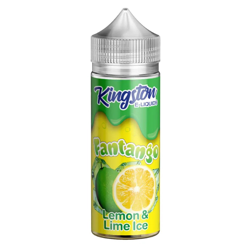 Kingston e-liquid bottle for Fantango Lemon & Lime Ice flavor on a white background