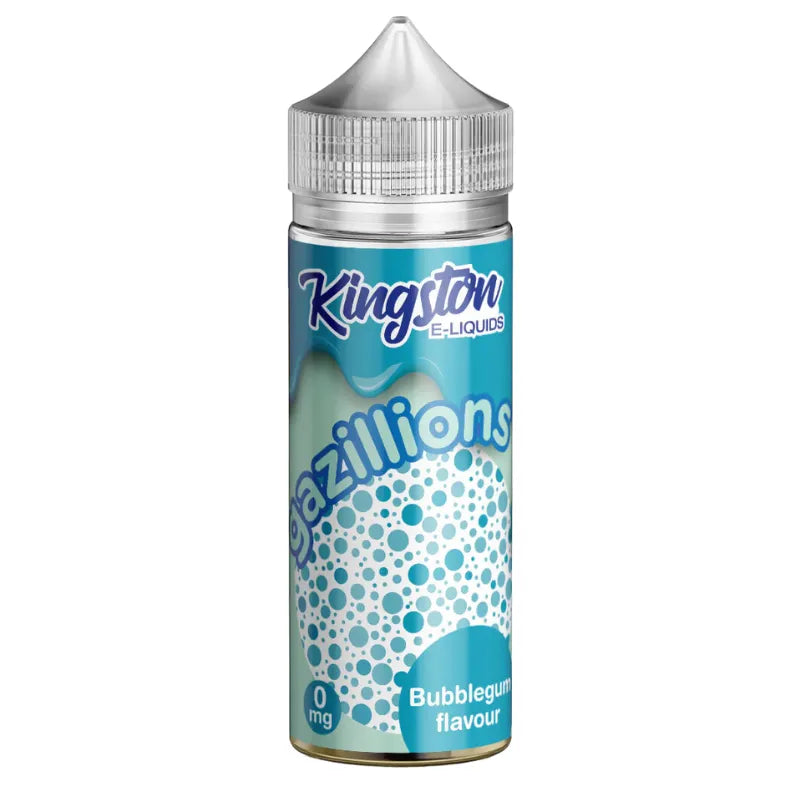 Kingston E-Liquids Gazillions Bubblegum flavor bottle on a white background