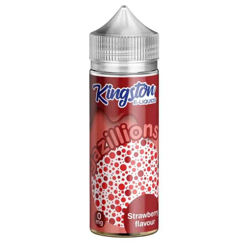 Kingston e-liquids bottle with strawberry flavor on a white background