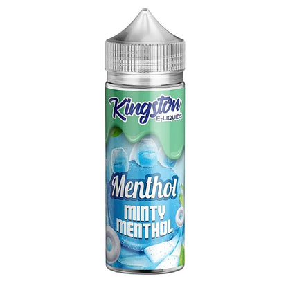 Bottle of Kingston Menthol Minty Menthol e-liquid on a white background