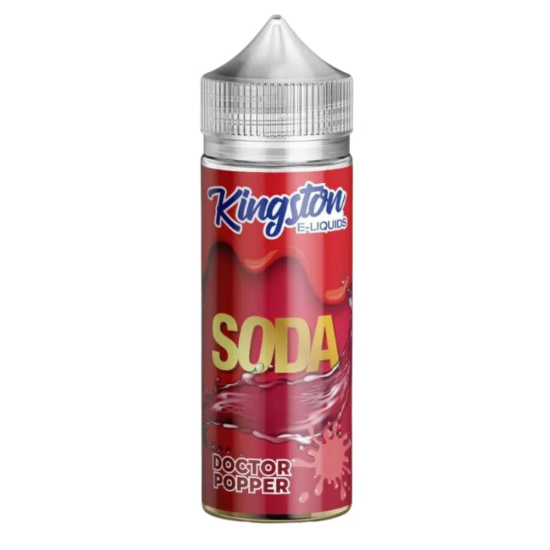 Kingston E-Liquids Doctor Popper Soda bottle on a white background