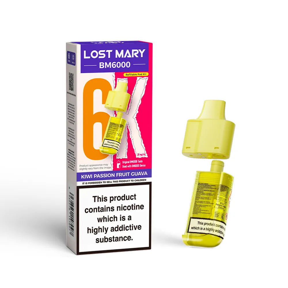 Lost Mary BM6000 refill pod cartridges on a white background