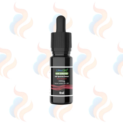 LVWell CBD Cherry flavoured Raw Extracted CBD oral drops in a black glass bottle
