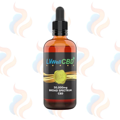 Gold Seal CBD oil dropper bottle with 'LVWell CBD' label on a white background