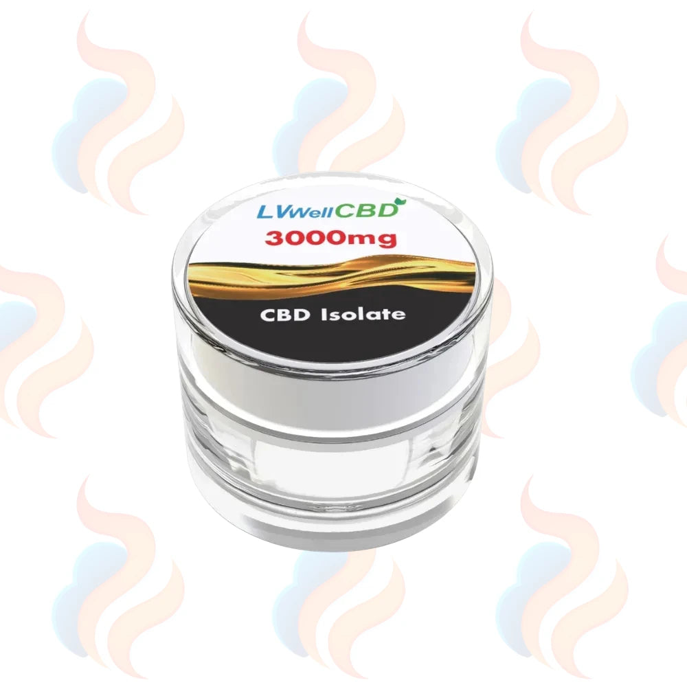 LVWell CBD Isolate 3000mg strength in a glass tub