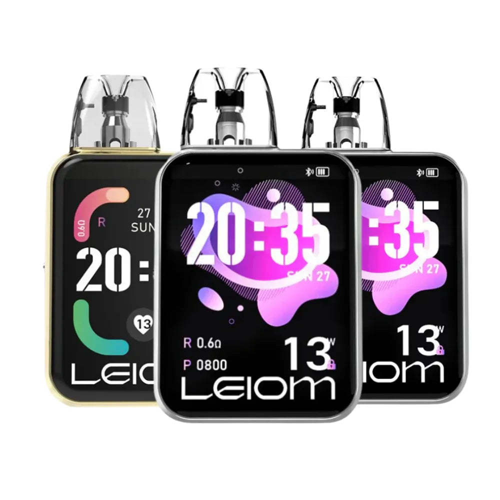 vape with digital display and Leiom branding on a white background