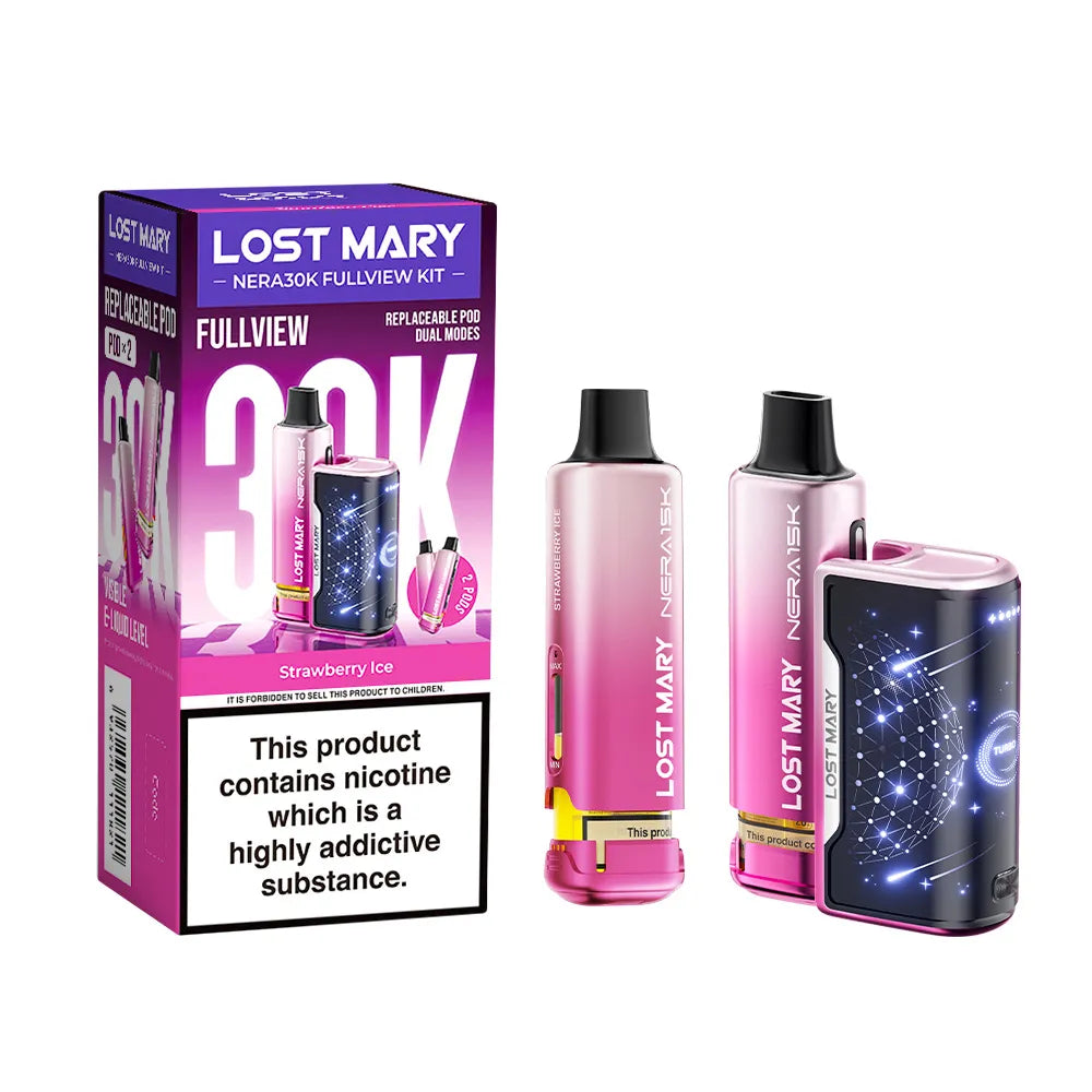 Lost Mary vaping device and packaging on a white background