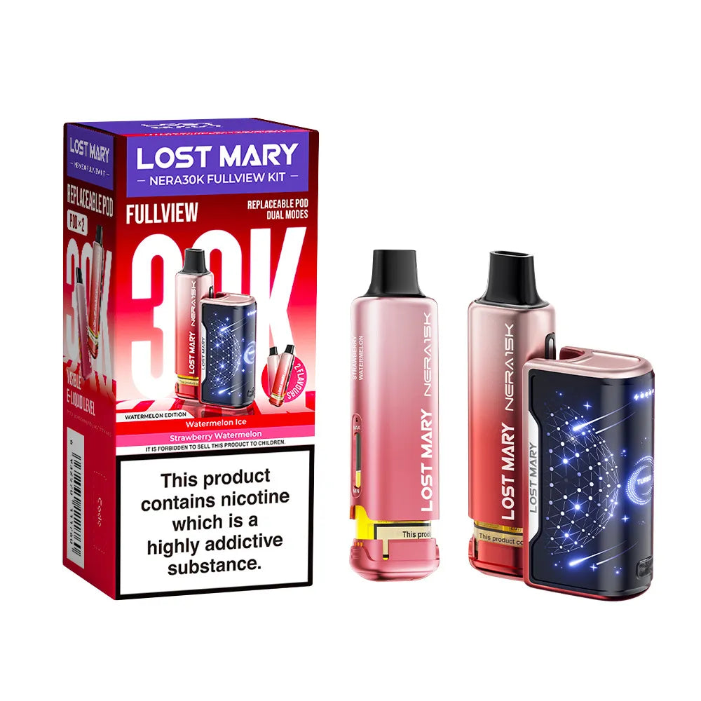 Lost Mary vape devices and packaging on a white background