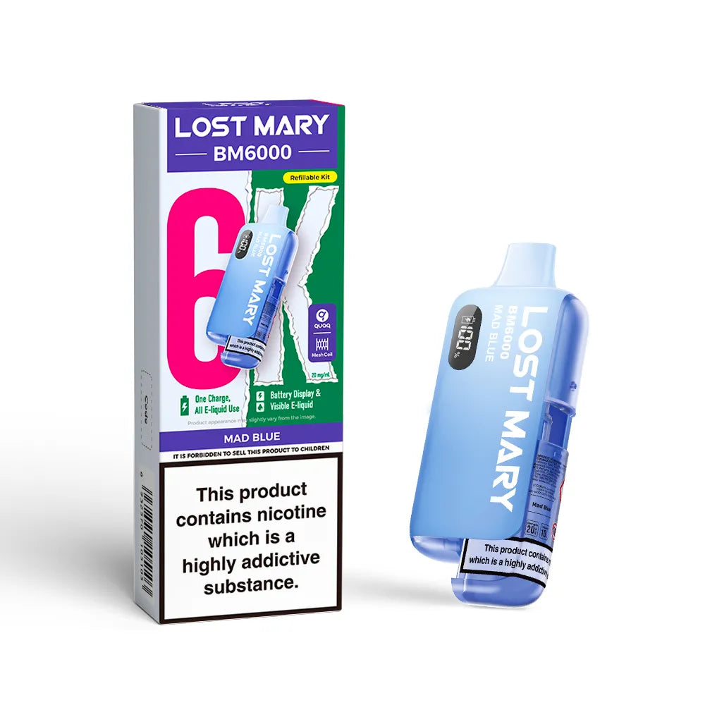 Lost Mary BM6000 vape device packaging with product on a white background