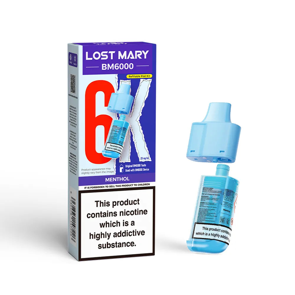 Lost Mary BM6000 refill pod cartridges on a white background