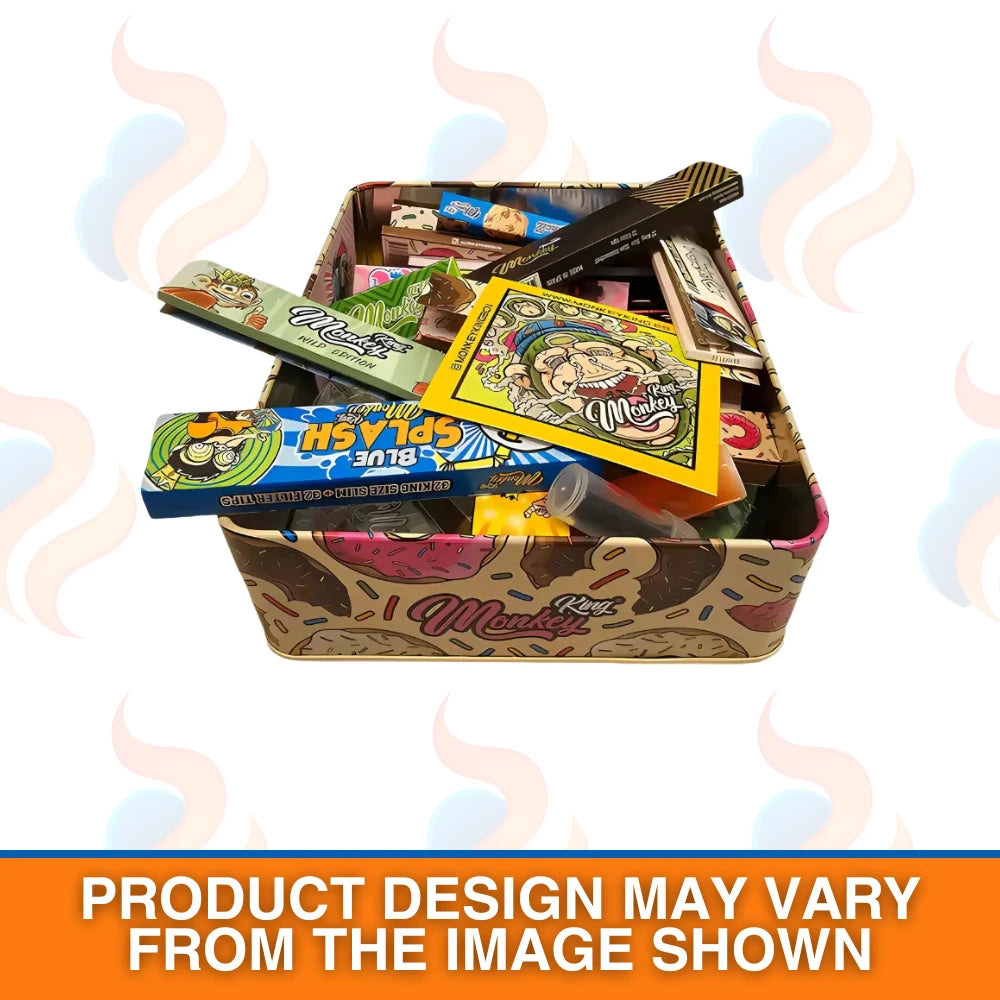 Monkey King Smoking Tin Kit – Complete All-in-One Rolling Gift Set on a white background