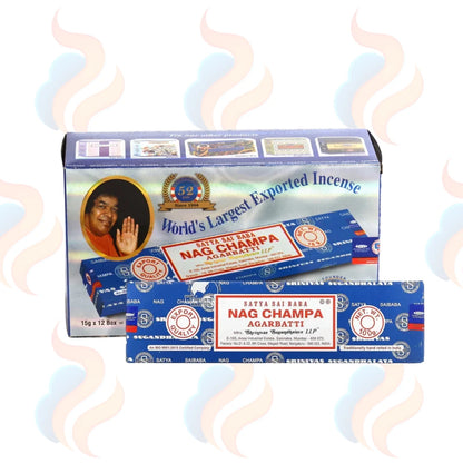 Satya Sai Baba Nag Champa Incense Collection – Authentic Hand-Rolled Incense Sticks on a white background