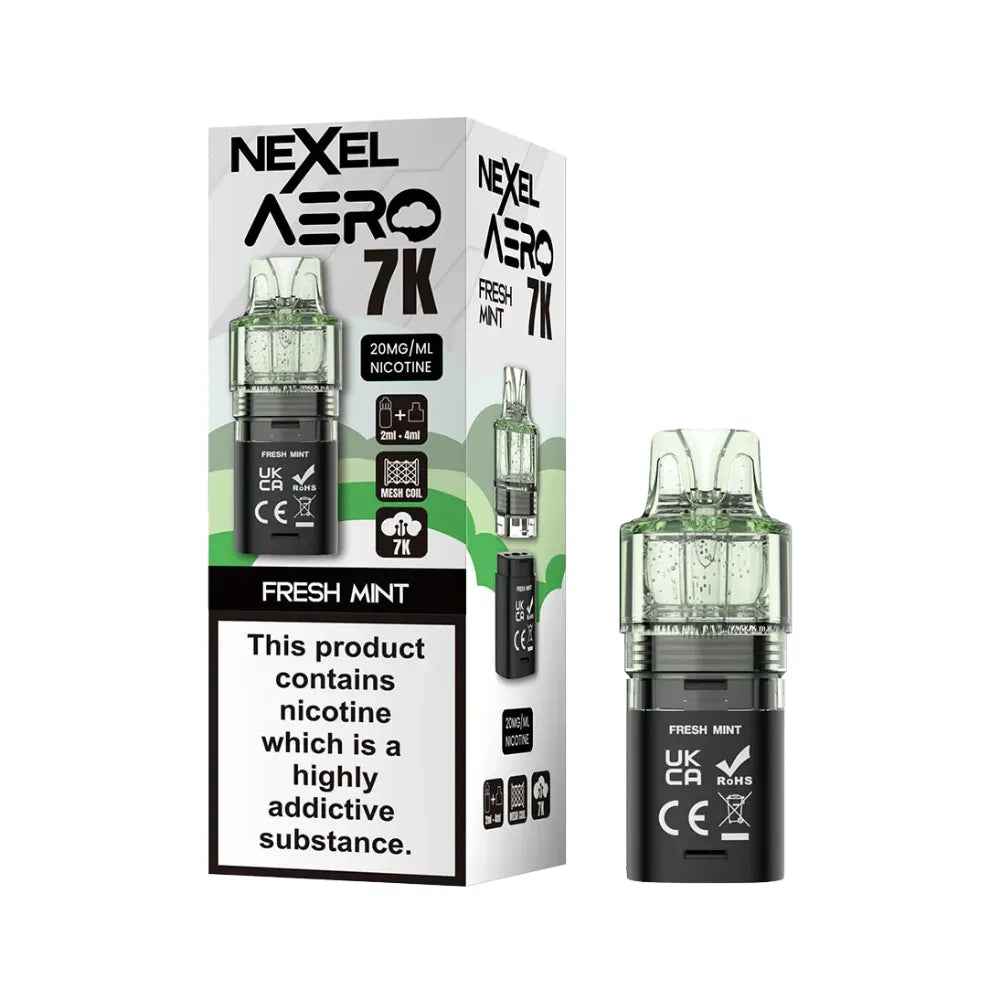 Nexel Aero 7K fresh mint pod and packaging on a white background