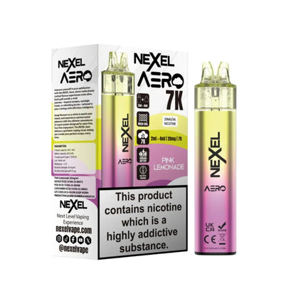 Nexel Aero Pink Lemonade vaping device and packaging on a white background